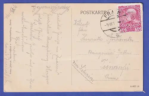 Österreich 1911 Ansichtskarte Frain gelaufen nach TSINANFU China