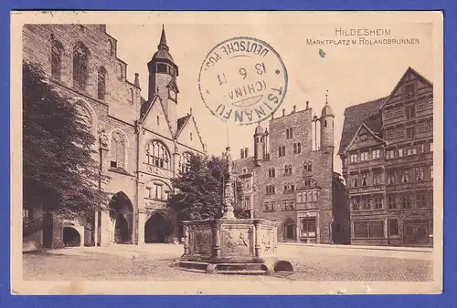 Dt. Reich 1911 Ansichtskarte Hildesheim gelaufen nach TSINANFU China