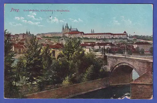 Österreich 1912 Ansichtskarte Prag gelaufen nach TSINANFU China