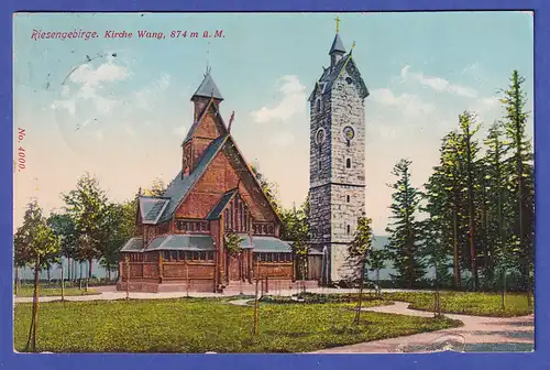 Dt. Reich 1903 Ansichtskarte Stabkirche Wang gelaufen nach TSINANFU China