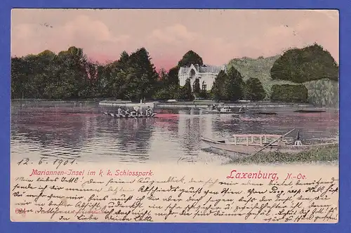 Österreich 1901 Ansichtskarte Laxenburg Schlosspark und Mariannen-Insel