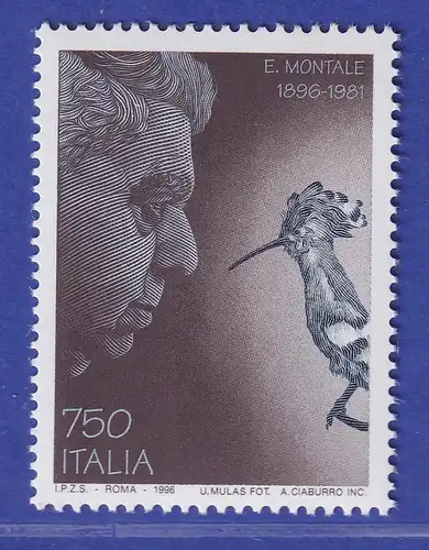 Italien 1996 Eugenio Montale, Lyriker, Nobelpreis 1975 Mi-Nr. 2463 **