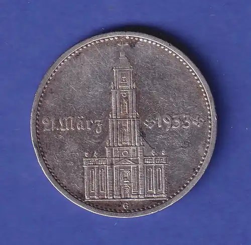 Deutsches Reich Silbermünze Garnisonkirche mit Datum 5 Reichsmark 1934 G