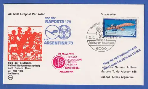 Bund 1978 Mi.-Nr. 967 al EF auf Lp-Drucksache gel. von Frankfurt n. Argentinien