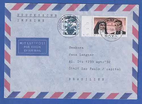 Bund 1989 Mi.-Nr. 1352 in MIF auf Lp-Drucksache nach Brasilien, O LOCHHAM 