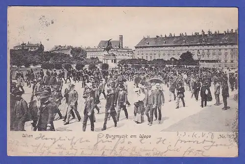 Österreich 1905 Ansichtskarte Wien Aufzug der Burgmusik bei Wachablösung