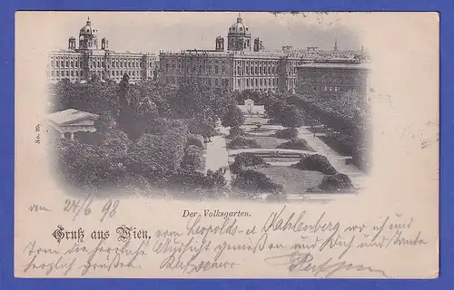 Österreich 1898 Ansichtskarte Wien Volksgarten