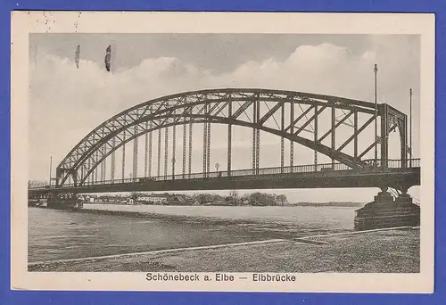 Dt. Reich 1937 Ansichtskarte Schönebeck a. d. Elbe Elbbrücke