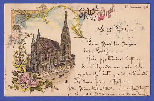Österreich 1902 Ansichtskarte Gruß aus Wien Stephansdom