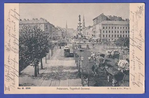 Österreich 1898 Ansichtskarte Wien Praterstern mit Tegetthoff-Denkmal