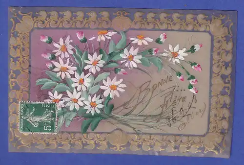 Frankreich 1908 hübsche alte Grußkarte aus Zelluloid