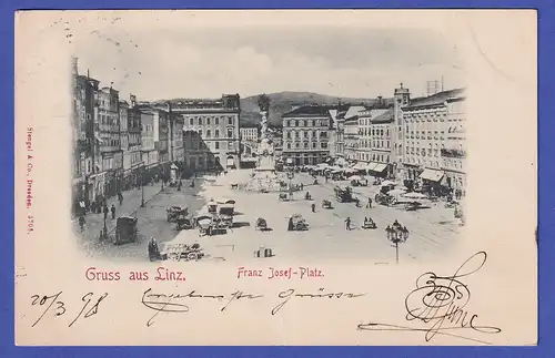 Österreich 1898  Ansichtskarte Linz Franz-Josef-Platz