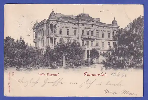 Österreich 1898  Ansichtskarte Franzensbad (Františkovy Lázně) Villa Imperial