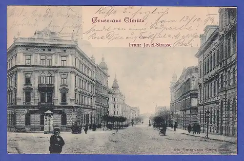 Österreich 1899  Ansichtskarte Olmütz (Olomouc) Franz-Josef-Straße