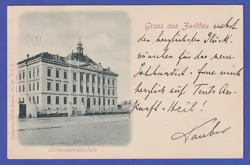 Österreich 1899 ? Ansichtskarte Zwittau (Svitavy) Landesoberrealschule
