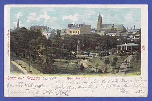 Österreich 1900 Ansichtskarte Troppau (Opava) Kaiser-Josef-Park Stadtansicht