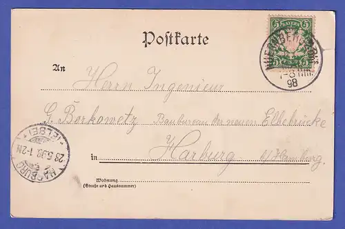 Deutsches Reich Bayern 1898  Ansichtskarte Nürnberg Tugendbrunnen
