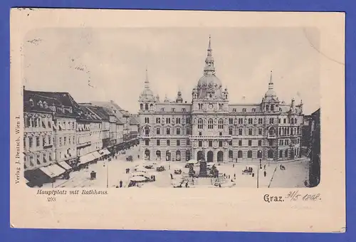 Österreich 1898  Ansichtskarte Graz Hauptplatz mit Rathaus