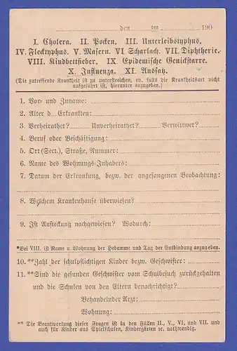 Deutsches Reich 1900er Jahre Melde-Postkarte für Infektionskrankheiten