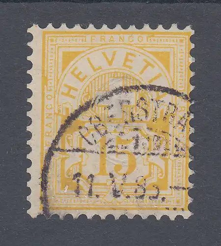 Schweiz 1882 Kreuz über Wertschild ohne Fasern Mi.-Nr. 49  O OBERSTRASS , Attest