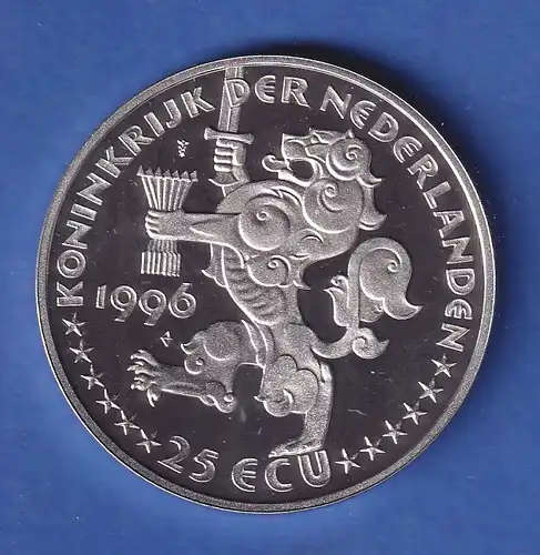 Niederlande 1996 Silbermünze Jan Vermeer 25 ECU ca. 25g Ag925 PP