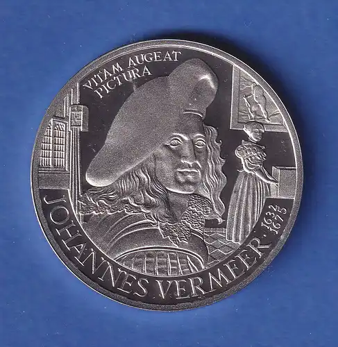Niederlande 1996 Silbermünze Jan Vermeer 25 ECU ca. 25g Ag925 PP