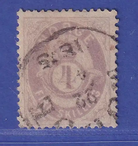 Norwegen 1875 Posthorn 4 Skilling  Mi.-Nr. 19 e gestempelt 