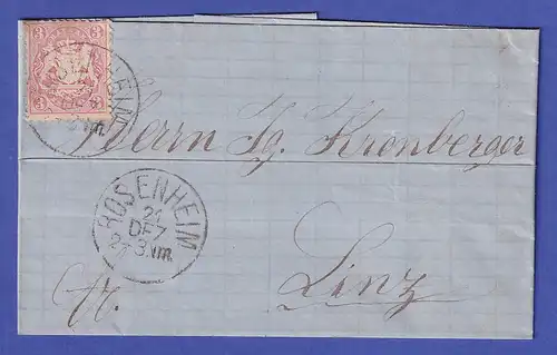 Bayern 1874 Mi.-Nr. 23 Y mit Einkreisstempel ROSENHEIM auf Brief nach LINZ