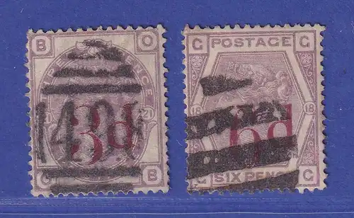 Großbritannien 1883 Queen Victoria mit Aufdruck  Mi.-Nr. 70-71 gestempelt