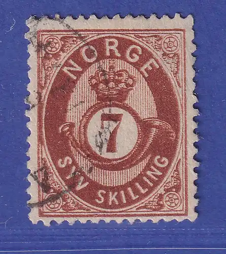 Norwegen 1873 Posthorn 7 Skilling  Mi.-Nr. 21 gestempelt