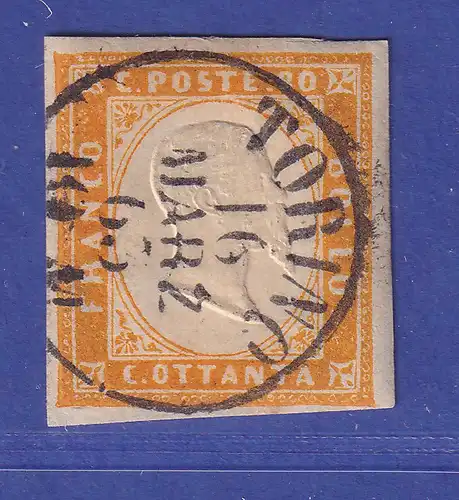 Alt-Italien Sardinien Victor Emanuel II. Mi.-Nr.14 a O TORINO gepr. PFENNINGER