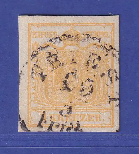 Österreich 1850 Wappen Mi.-Nr. 1 Y a gestempelt TRIEST, geprüft PFENNINGER