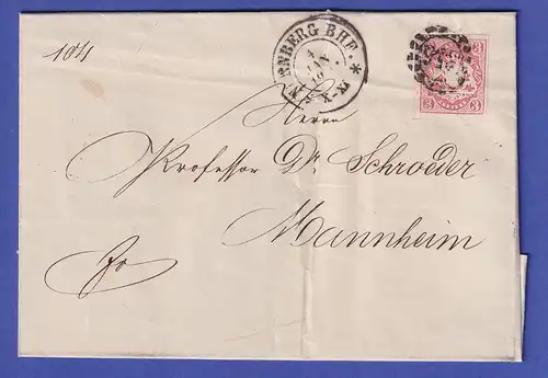 Bayern Mi.-Nr. 15 mit GMR 356 Nürnberg auf Brief nach Mannheim