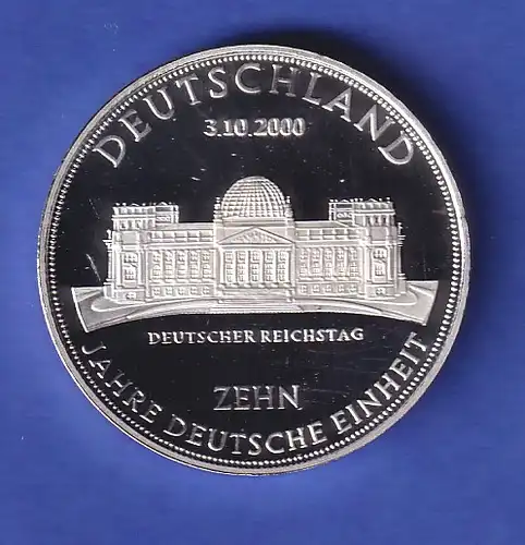 Silbermedaille 10 Jahre Deutsche Einheit - Reichstag in Berlin 2000