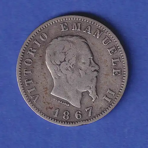 Italien Silbermünze 1 Lira König Vittorio Emanuele II. 1867