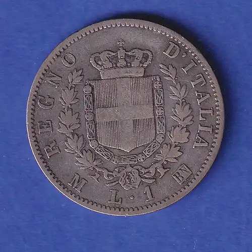 Italien Silbermünze 1 Lira König Vittorio Emanuele II. 1867