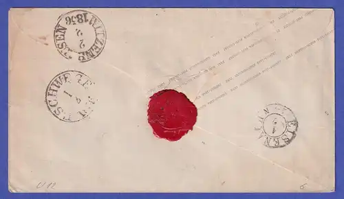 Preußen 1856 GA-Umschlag Mi.-Nr. U 12 gelaufen von HALBERSTADT nach WITZENHAUSEN