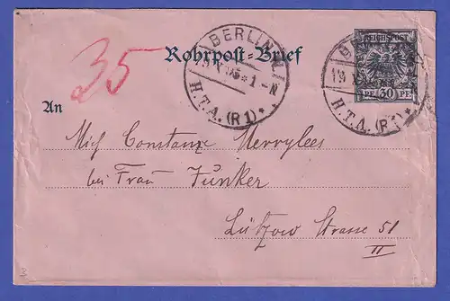 Deutsches Reich 1895 GA Rohrpostumschlag Mi.-Nr. RU 3 gelaufen in BERLIN