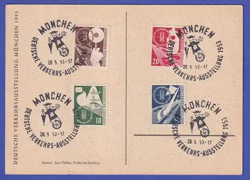 Bund 1953 Mi.-Nr. 167-170 Satz mit So.-O auf Ausstellungskarte Münchner Kindl
