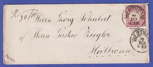 Deutsches Reich 1874 Mi.-Nr. 19 auf Brief von HOMBURG V. D. HÖHE nach HEILBRONN
