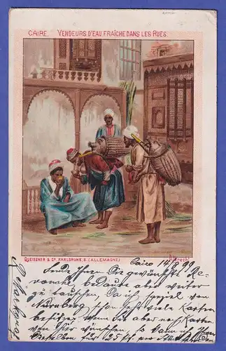 Ägypten 1899 Ansichtskarte Wasserverkäufer gelaufen von Kairo nach Nürnberg