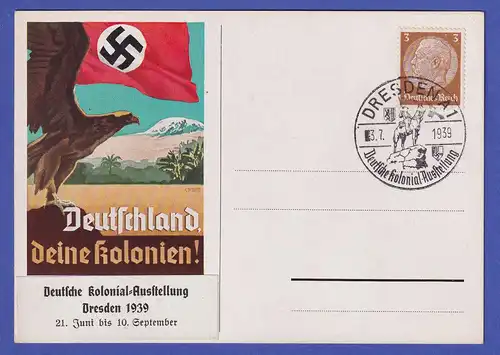 Dt. Reich 1939 NS-Propagandakarte Deutsche Kolonialausstellung So.-O Dresden
