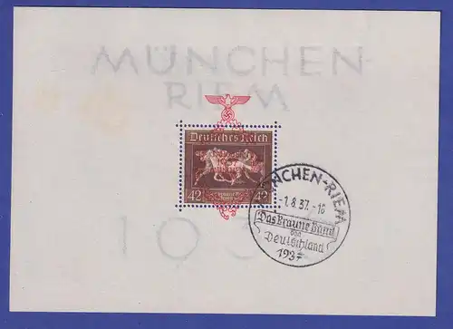 Dt. Reich 1937 Das Braune Band Mi.-Nr. Block 10 So.-O MÜNCHEN-RIEM - ANSEHEN