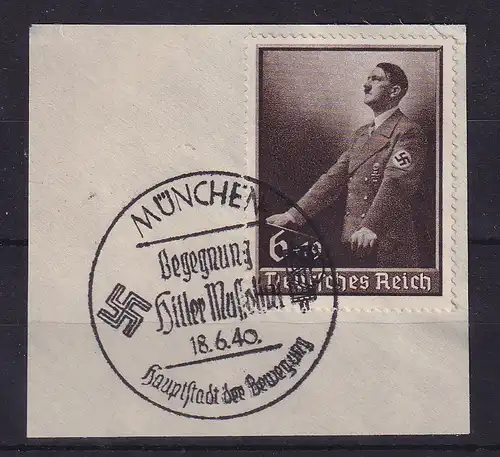 Dt. Reich 1939 Hitler Tag der Arbeit Mi.-Nr. 694 So.-O MÜNCHEN auf Briefstück