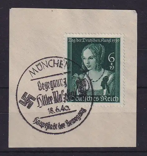 Dt. Reich 1939 Tag der Kunst Mi.-Nr. 700 So.-O MÜNCHEN auf Briefstück