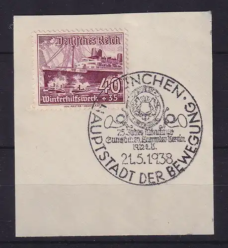 Dt. Reich 1937 Winterhilfswerk Mi.-Nr. 659 mit So.-O MÜNCHEN a. Briefstück