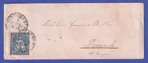 Schweiz Helvetia 10 Rp Mi.-Nr. 23 auf Brief aus WINTERTHUR nach REINACH 1864