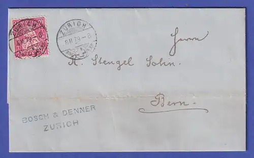 Schweiz 1879 Helvetia 10 Rp Mi.-Nr. 30 auf Brief aus ZÜRICH nach BERN 
