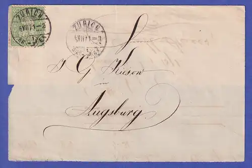 Schweiz 1871 Helvetia Mi.-Nr. 32 auf Brief aus ZÜRICH nach AUGSBURG