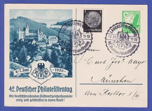 Dt. Reich 1936 GA Postkarte Deutscher Philatelistentag mit So.-O